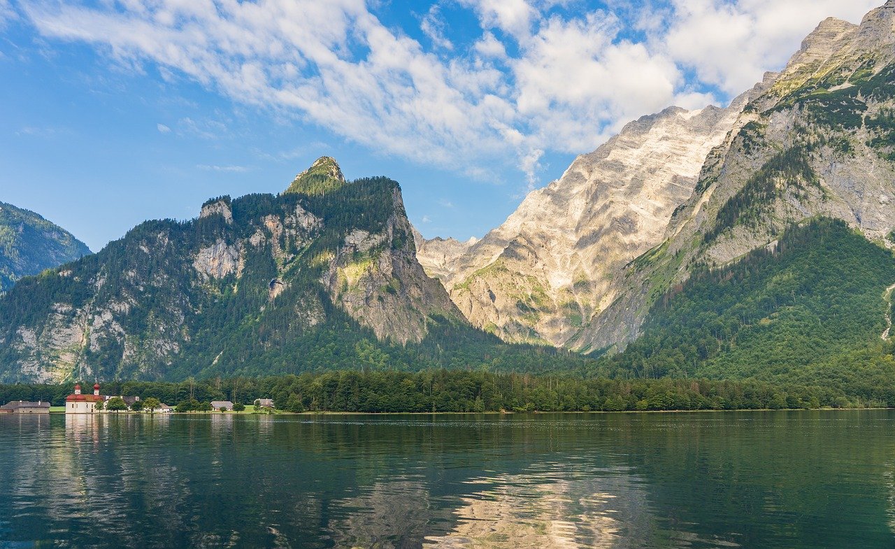 king lake, watzmann, berchtesgaden, mountain lake, landscape, alps, nature, destination, mountains, national park, water, atmospheric, heaven, bartholomä st, upper bavaria, bavaria