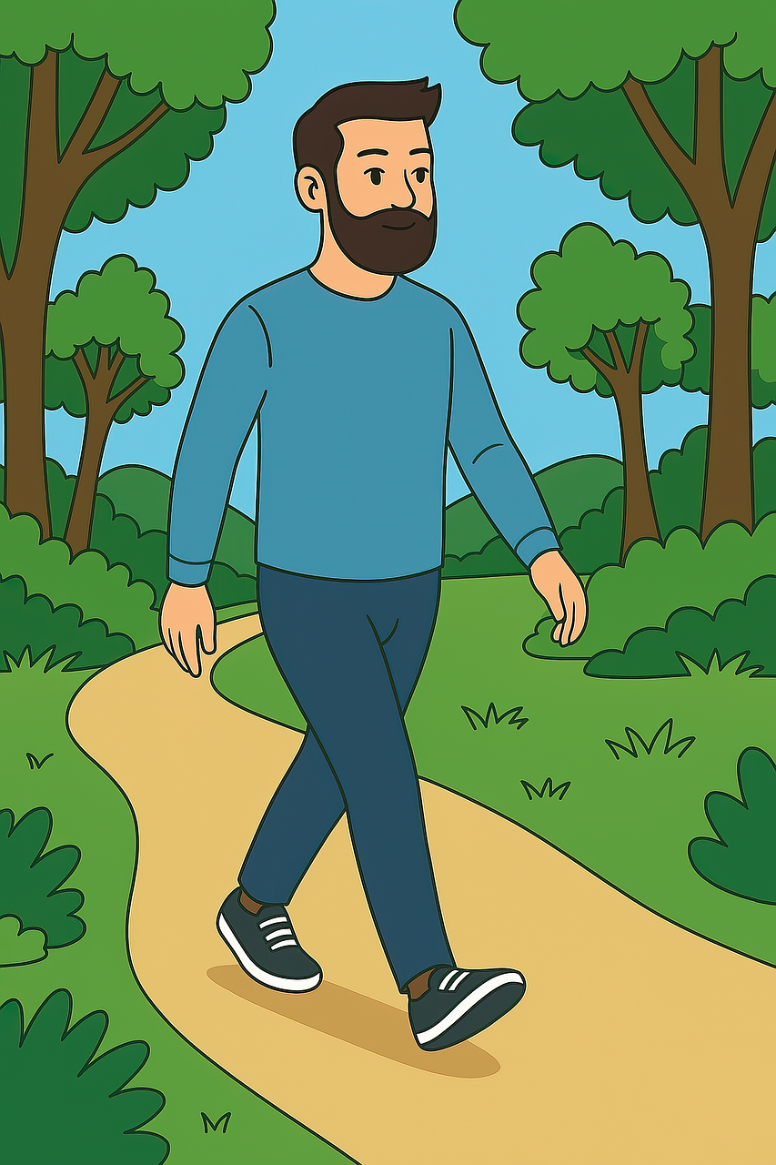 man, male, human, person, walking, nature, road, people, park, exercise, fitness, health, outdoors, wallpaper, book cover, ai generated