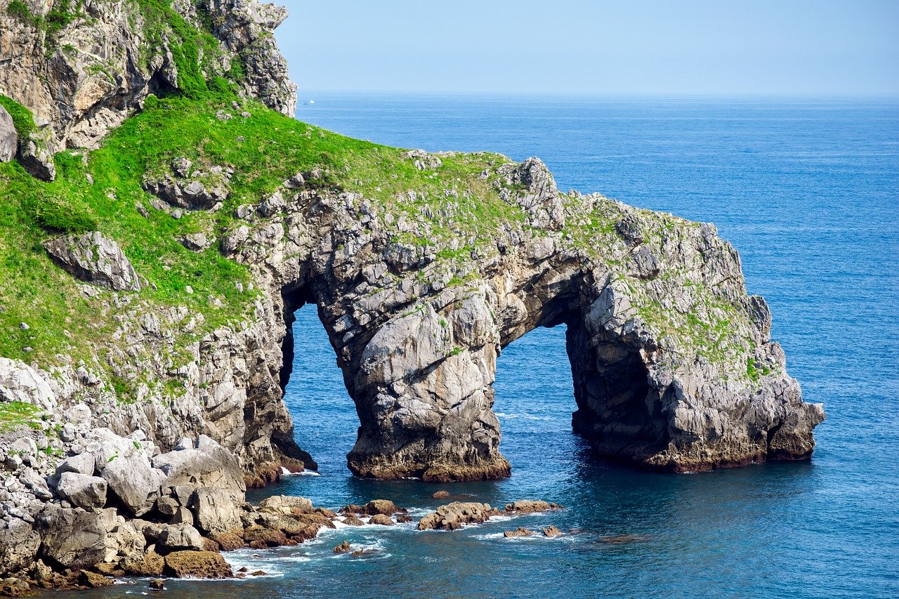 sea, landscape, marine, arches, mountain, stones