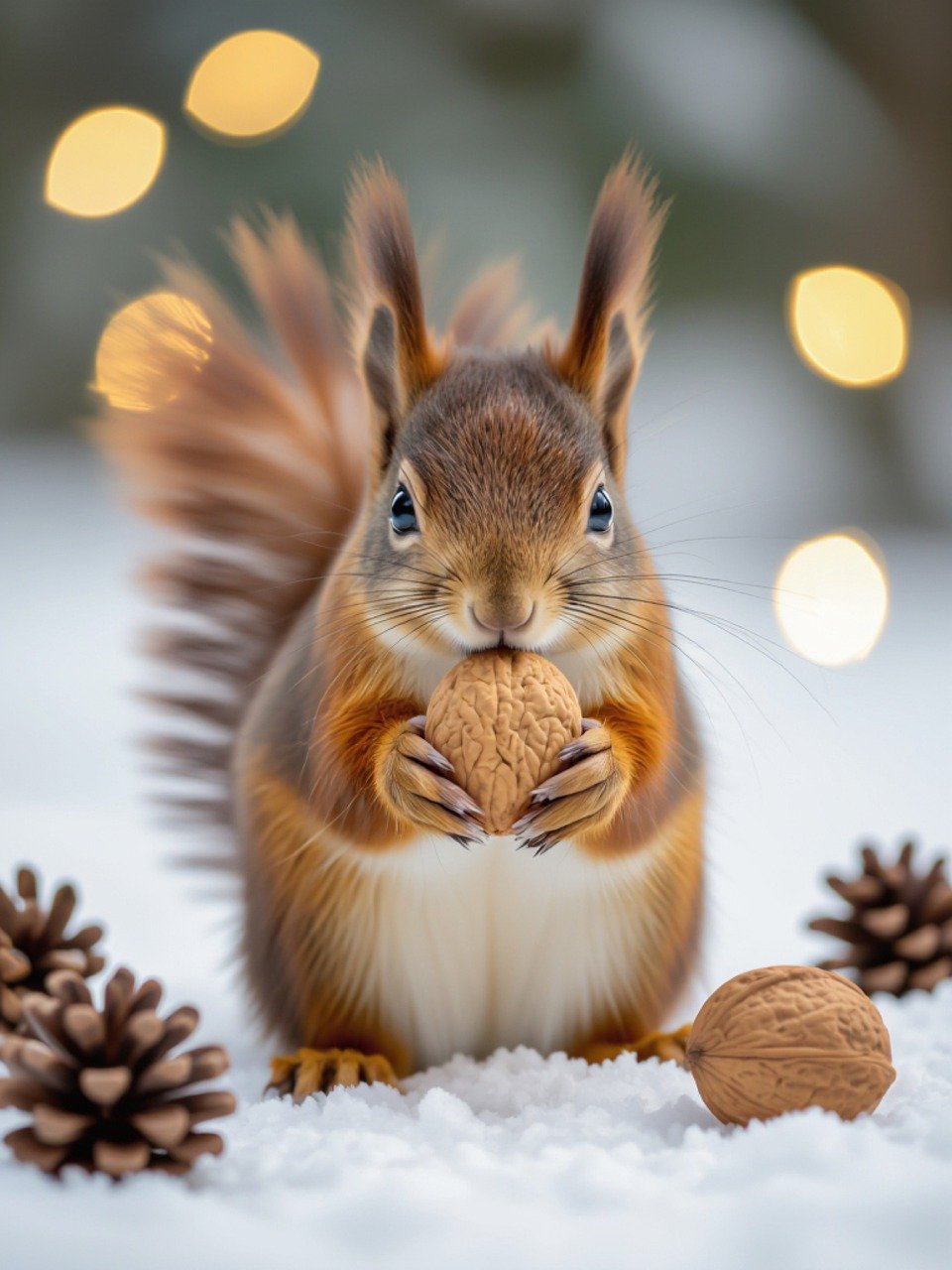 ai generated, christmas, winter, christmas pictures, winter pictures, advent, background, vacation, celebration, holidays, season, christmas time, christmas decoration, public holidays, nature, wintry, love, cold, squirrel, walnut, nuts, pinecone